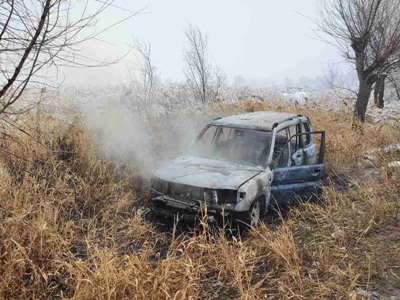«Mitsubishi Pajero iO» врезался в столб и загорелся