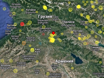 На территории Грузии зарегистрировано землетрясение магнитудой 3.3