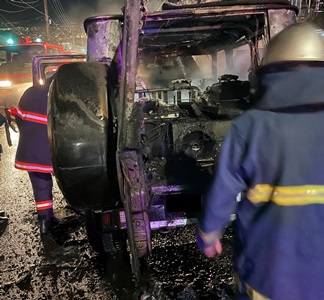 Car burning in Yerevan's Nork district, driver and passenger hospitalized