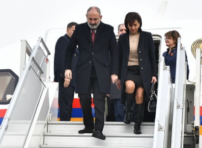 Nikol Pashinyan leaves on a working visit to Russia with his wife, Anna Hakobyan
