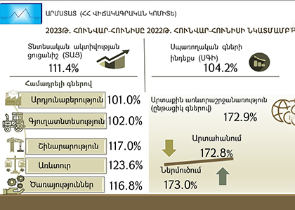 2023-ի 1-ին կիսամյակում տնտեսական ակտիվության ցուցանիշը կազմել է 11․4 տոկոս. գնաճը 4,2 տոկոս է. Վիճ․ կոմիտե