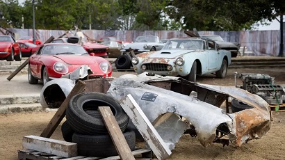 Burnt-out shell of old Ferrari racing car sold at auction for $2M