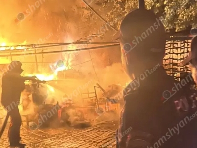 Massive fire erupts in Yerevan, visible from distance