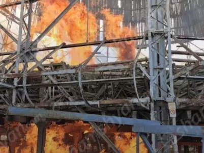 На территории Разданской теплоэлектростанции произошло возгорание