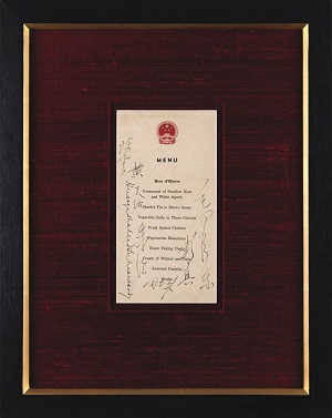 State banquet official menu signed by Mao Zedong sells at auction for $275,000