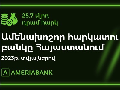 Ameriabank is the Largest Taxpayer Among Armenian Banks