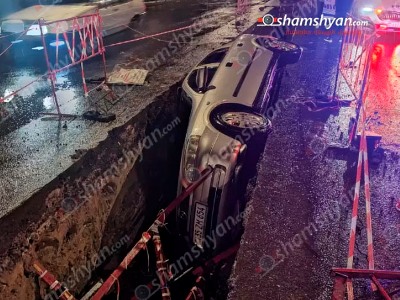 Շիրակի փողոցում «Hyundai Elantra»-ն, «BMW»-ն ու «Opel»-ը հայտնվել են «Գազպրոմ»-ի փորած փոսում