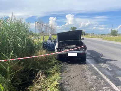 Էջմիածին-Մարգարա ավտոճանապարհի 4-րդ կմ-ին այրվել է Toyota մակնիշի ավտոմեքենա