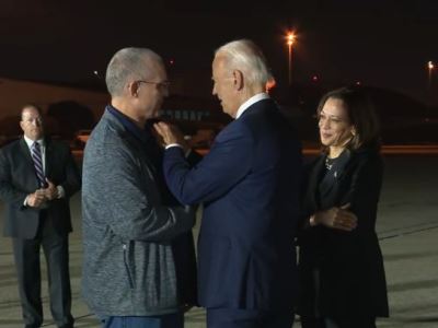 Biden, Harris welcome freed Americans at Andrews Air Force Base