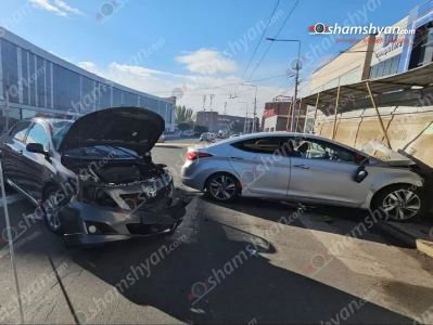 Երևանում բախվել են Toyota Corolla-ն և Hyundai Elantra-ն. կա 4 վիրավոր. մեքենաները հայտնվել են հետիոտնի անցման վայրում