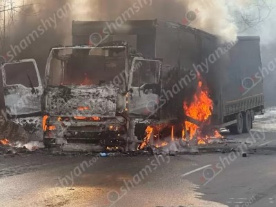 В Сюникской области сгорел грузовик