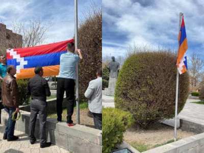 Էջմիածնի` Կոմիտասի անվան հրապարակից հանվել է Արցախի դրոշը