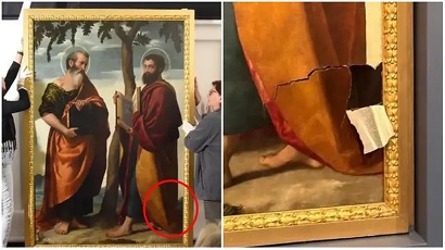 В музее в Италии посетительница споткнулась и порвала картину XVI века