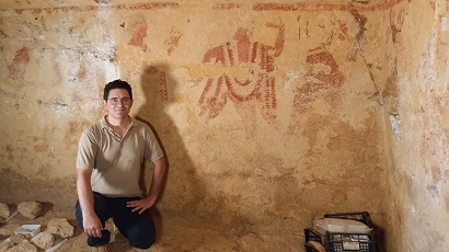Tomb with bright-red wall paintings of vanished civilization discovered in ancient Italy necropolis