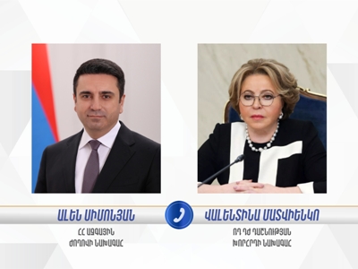Alen Simonyan, Valentina Matviyenko discuss organizing of her visit to Armenia