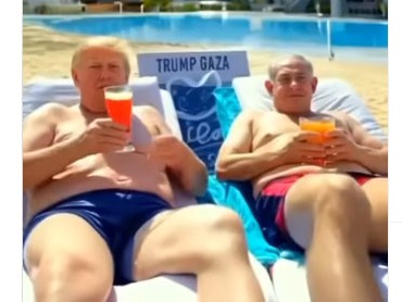 Трамп опубликовал безумное ИИ-видео «будущего Газы» с обнаженным собой и Нетаньяху