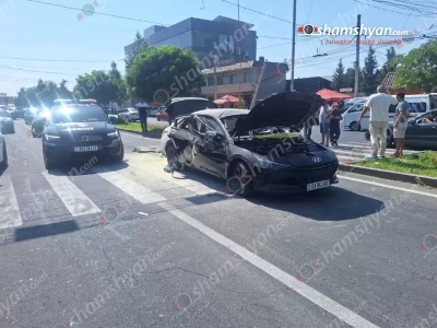 Երևանում Hyundai մեքենայում պայթյուն է տեղի ունեցել, որն այնուհետև բռնկվել է. կա վիրավոր