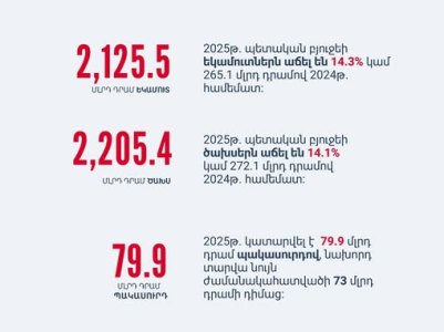 2025-ի 9 ամիսների ընթացքում ՀՀ պետական բյուջեն կատարվել է 79.9 մլրդ դրամ պակասուրդով