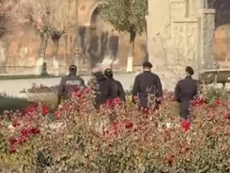 Police on duty at Holy Etchmiadzin
