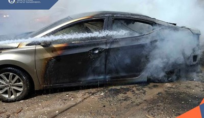 Հրդեհ՝ Վերիշեն գյուղում. «Hyundai»–ն ամբողջությամբ այրվել է, իսկ կից կայանված «Mercedes-Benz»–ը՝ մասամբ
