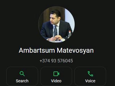 Համբարձում Մաթևոսյանի անունով WhatsApp-ում բացվել է կեղծ օգտահաշիվ