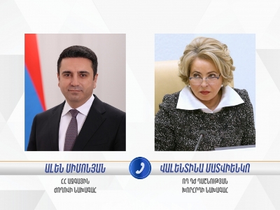 Alen Simonyan, Valentina Matvienko talk about Armenia-Russia interparliamentary relations