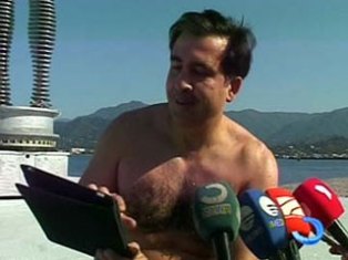 Saakashvili’s topless photos compete with sexy photos of Putin and Obama