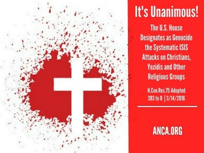 U.S. House unanimously condemns genocide of Middle East Christians and minorities