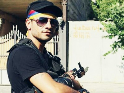 Sasna Tsrer member Hovhannes Harutyunyan, who is at Prisoners’ Hospital, walks with crutches