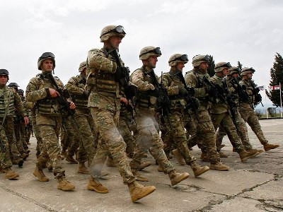 Armenian servicemen take part in military exercises in Georgia