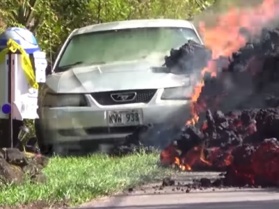 Շիկացած լավան ոչնչացրել է Ford Mustang-ը