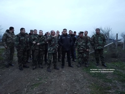 Karabakh President, Armenia National Security Service chief visit Artsakh border with Azerbaijan