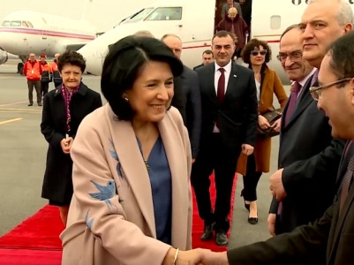Georgia president arrives in Armenia