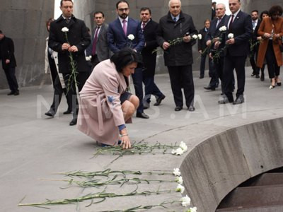 Georgia’s Zurabishvili visits Armenian Genocide Memorial in Yerevan (PHOTOS)