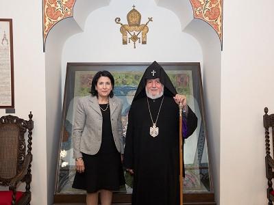 Catholicos Karekin II hosts Georgia President Zourabichvili