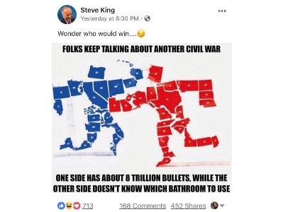 US Congressman Steve King posts controversial civil war meme on Facebook