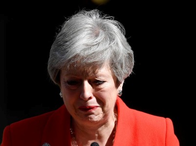 Theresa May bursts into tears when announcing her resignation