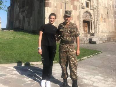 Armenia PM's wife meets with son serving in Karabakh army