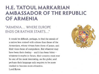 Armenia Ambassador's article published in Diplomatic World magazine