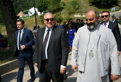 Armenia President visits Haghartsin Monastery