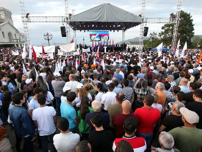 Karabakh's political party leader on bringing people to rally in Stepanakert