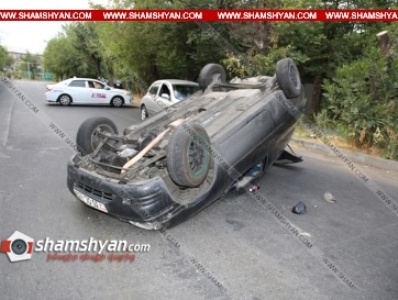 Խոշոր վթար Երեւանում․ Opel-ը գլխիվայր շրջվել է