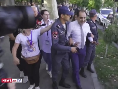Armenian political party leader explains why he hit a woman during protest