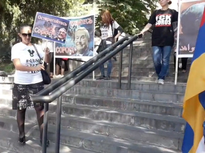 Soros foundation opponents in Yerevan hold awareness campaign for Eurasian Economic Union countries’ leaders