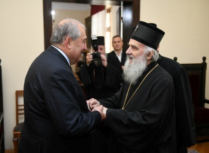 Armenia President meets with Patriarch of Serbia