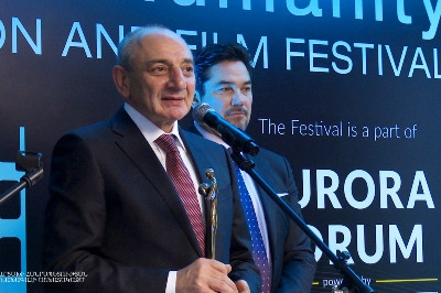 Artsakh president awarded humanitarian award for activity aimed at protection of human rights