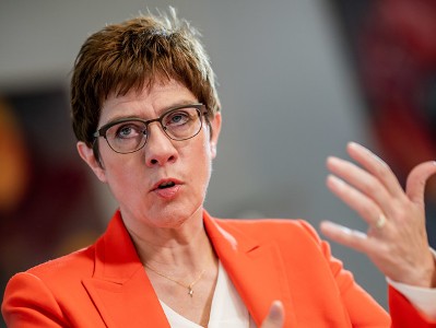 Germany's defense minister calls for security zone controlled by international forces in northern Syria