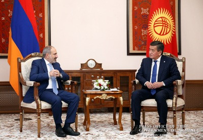 Pashinyan, Jeenbekov discuss prospects for development of Armenian-Kyrgyz economic relations