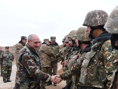 Artsakh president visits first line of Artsakh-Azerbaijan border