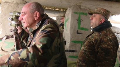 Karabakh President, military commander visit southern border zone
